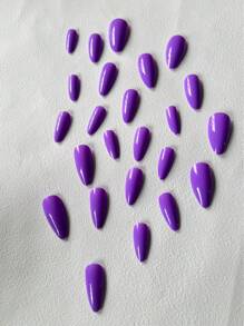 24入中長杏仁形穿戴式假指甲，純奶白漸層玉白設計款壓克力美甲片，附1入膠水+1入指甲銼條（隨機色），簡約風格，適合女性、女孩與學生，可重複使用，適用中東與歐洲，適合約會、海邊、度假、日常、美甲沙龍與婚禮 - 彩色 - 查看 2