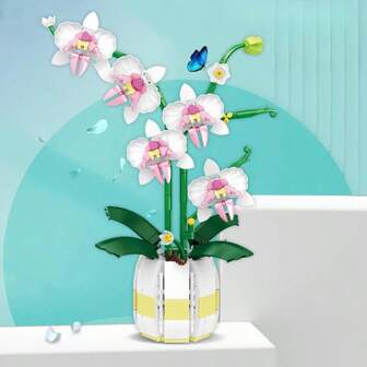 永远枯萎的兰花郁金香和百合积木套装，独特的家居装饰，成人情人节礼物，人造花植物系列（与玩具套装不兼容）房间装饰