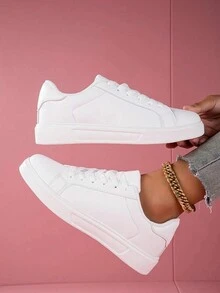 Women's White Casual Sneakers, Sport Shoes, New Spring & Summer Collection, Size 36-45 Available - White - View 2
