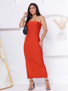 Women Dresses - 亮橙色 - 查看 1