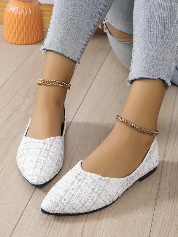 Sapatos femininos planos confortáveis e versáteis com sola macia e pontuda, respirável e resistente ao desgaste, para todas as estações