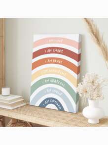 1pc Rainbow Positive Affirmation Canvas Print, Kid's Room, Nursery Or Classroom Wall Art, Frameless