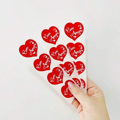 Etiquetas Coração "Com Amor" 100 unidades