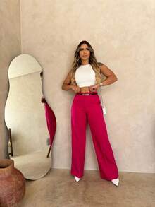 Women Pants - 玫紅色 - 查看 4