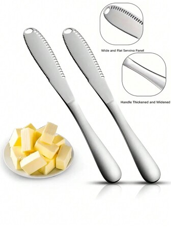 2/4/6 件锯齿边缘黄油奶酪涂抹器，多功能黄油刀，适用于黄油奶酪、果酱和奶油奶酪，适用于家庭厨房、餐厅、茶会和婚礼学校用品、返校