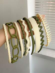 9入組塑料齒髮箍，齒梳髮箍，啞面材質，防滑純色髮飾 - 彩色 - 查看 4