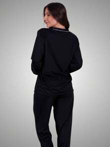 Pijama Inverno Americano Amamentação Manga Longa Calça