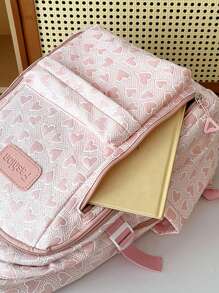 Simple Solid Color Large Capacity Campus Backpack, Casual Schoolbag