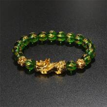 Pulsera Pi Xiu que cambia de color de 1 pieza para mujeres Bracelets Feng Shui Wealth Pi Yao Obsidian para hombres de 10 mm Dragon Mantra bead Bangle Joyería de la suerte Pixiu de 10 mm Feng Shui Beads para hombres, Pulsera de cuentas de amuleto tallada a mano de dragón Pi Yao de 19cm-7.5inch para mujeres, joyería de riqueza