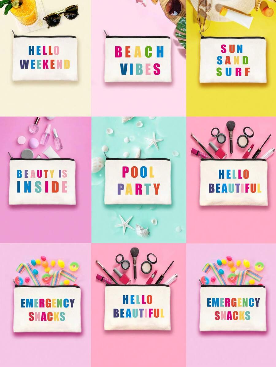 1pc Y2K Style Rainbow Letter Print Colorful Letter Design Funny Makeup Pouch Portable Toiletry Bag For Travel Makeup Bag Make Up Organizer Makeup Storage Cosmetic Bag Wash Bag Bathroom College Dorm ,Travel Stuff  Multifunctional Cosmetic Organizer Cute Handbag Wallet Pouch Case Portable Cosmetics Brush Storage Clutch With Zipper Closure For Lipstick, Brush, Skincare, Mobile Phone, Coin, Small Items, For Home, Travel, Beach,Pool Party,Vacation And School Use,Home Decor,Bathroom Livingroom Bathroom Organizer,Jewelry Organizer,Lip Oil Organizer,Nail Polish Organizer,Travel Essentials Cruise Essentials Dorm Essentials,Wedding Bridesmaid Gifts,Nurse Gifts,Sisters Gift,Mom Gifts,Birthday Gifts,Gifts For Friends And Teachers - Multicolor - View 1