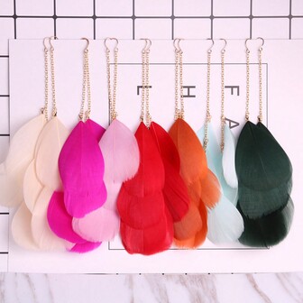 1 Pair Of Bohemian Style Multi-Layer Chain & Feather Dangle Earrings, Perfect For Holiday, Beach, Wedding, Nightclub And Summer, Great Gift For Best Friend