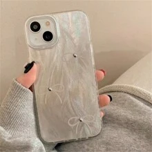 优雅羽毛雪纺蝴蝶结 IMD 手机壳适用于 17 Pro Max/17 Pro/17、16 Pro Max/16 Pro/16、15 Pro Max/15 Pro/15、14 Pro Max/13 Pro Max，简约卡通设计，适合女性 - 彩色 - 查看 5