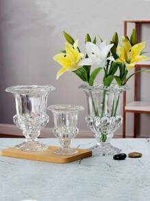 1pc High-End Roman Style Clear Glass Flower Vase With Stand, Water Culture Floral Arrangement Vase, Home Table Decoration Ornament For Festival Party - Glass Lantern Vase - View 1