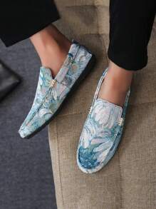 男士乐福鞋 新款休闲鞋 百搭莫卡辛鞋 一脚蹬渔夫鞋 休闲鞋 青年鞋 帆布平底船鞋 男鞋 黑色正装鞋 休闲帆布鞋（尺码偏小偏窄，请订购大一码） - 藍色 - 查看 2