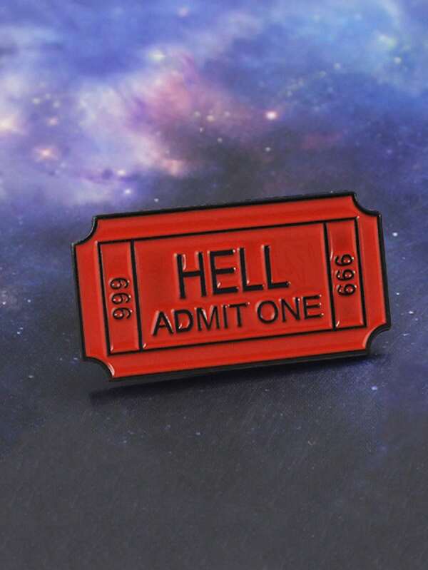 1pc 666  ADMIT ONE Enamel Rectangle Brooch Pin, Ideal For Men And Women To Decorate Jeans Jackets And Bags