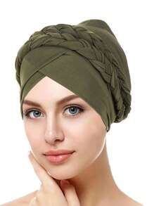 1 Peça Lenço Feminino Liso ou Multicolorido Novo para Primavera e Outono, com dois Bonés Trançados de Leite de Seda Únicos de Cor Única, Touca de Cabelo Turbante