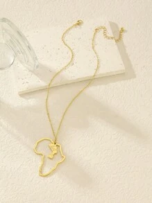 1入歐美風格高檔幾何非洲地圖吊墜項鍊