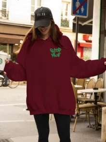 Women Sweatshirts - 紫紅色 - 查看 3