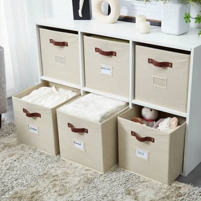 6pc 11"/13" Cube Storage Bins Collapsible Storage Basket | Fabric Closet Organizers