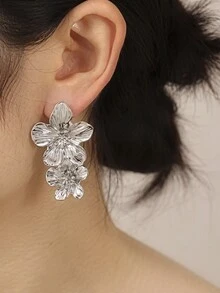 Bộ 1 đôi bông tai đinh tán hình hoa nhiều màu sắc, thiết kế hoa kép, trang sức hoa lá tối giản dễ thương dành cho nữ đeo hàng ngày. - hoa - Xem 6