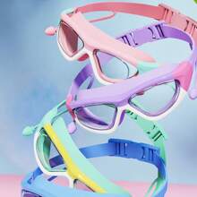 3pcs/Set (Swimming Goggles + Nose Clip + Earplugs) New Children Swimming Goggles, High Definition, Anti-Fog, Waterproof, Cartoon Design, Suitable For Diving, Professional Set, 1-12 Years Old - Blue - View 2