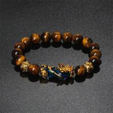 Pulsera Pi Xiu que cambia de color de 1 pieza para mujeres Bracelets Feng Shui Wealth Pi Yao Obsidian para hombres de 10 mm Dragon Mantra bead Bangle Joyería de la suerte Pixiu de 10 mm Feng Shui Beads para hombres, Pulsera de cuentas de amuleto tallada a mano de dragón Pi Yao de 19cm-7.5inch para mujeres, joyería de riqueza