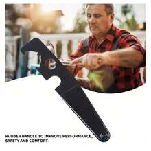 Tactical Outdoor Full Steel Metal Wrench, Leather Handle Wrench, Black - Black - View 7