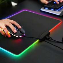 Mouse Pad Gamer Speed Borda Led Luminoso Usb 7 Cores Rgb Impermeável 250mmx350mm