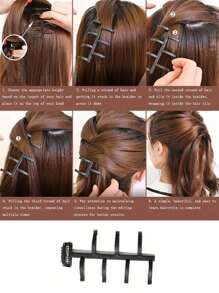 Set de 6 herramientas de trenzado de cabello, fabricante de trenzas de ciempiés, herramienta de estilo de trenza de cascada, accesorios de trenza de espina de pescado, herramientas de peinado de cabello DIY - Negro - Ver 5