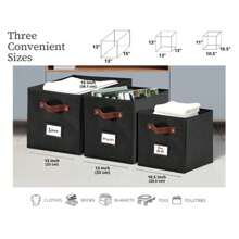 6/12pcs 11"/13" Cube Storage Bins Collapsible Storage Basket | Fabric Closet Organizers - 黑色 - 查看 11