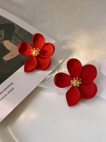Elegant and Gorgeous Red Flower Earrings