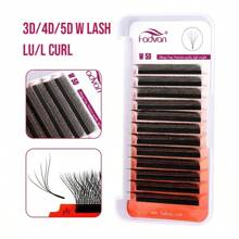 FADVAN FADVAN L/LU Curl 3D/4D/5D W Lashes 0.07 W Shape Eyelash Extensions 8-14mm Fox Eyes Natural Soft Professional Lash 12 Rows, Lash Tech Supplies