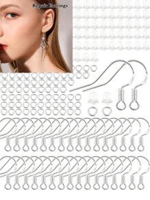 50-480 piezas Ganchos plateados en plata para pendientes, cierres para pendientes para accesorios de joyería - Plateado - Ver 14