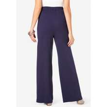 Roaman's Women's Plus Size Wide-Leg Soft Knit Pant