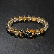 Pulsera Pi Xiu que cambia de color de 1 pieza para mujeres Bracelets Feng Shui Wealth Pi Yao Obsidian para hombres de 10 mm Dragon Mantra bead Bangle Joyería de la suerte Pixiu de 10 mm Feng Shui Beads para hombres, Pulsera de cuentas de amuleto tallada a mano de dragón Pi Yao de 19cm-7.5inch para mujeres, joyería de riqueza
