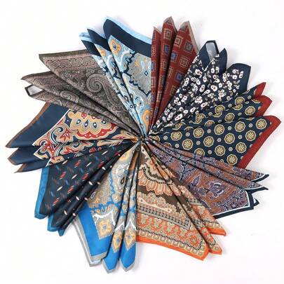 1 件意大利风格商务休闲印花涤纶口袋巾、手帕，适合婚礼、生日或宴会派对