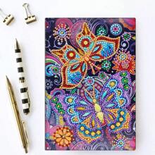 1pc Diamond Painting DIY Handmade 5D Craft Black Notebook Journal Accounting Notepad For Office Desk & Shelf, Simple And Practical To Use - Multicolor - View 8
