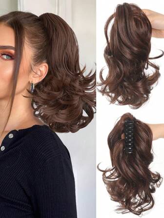 Extensión de cola de caballo sintética de 10 pulgadas con clip en garra, extensiones de cabello cola de caballo rizada para mujeres, extensiones de cabello natural para mujeres