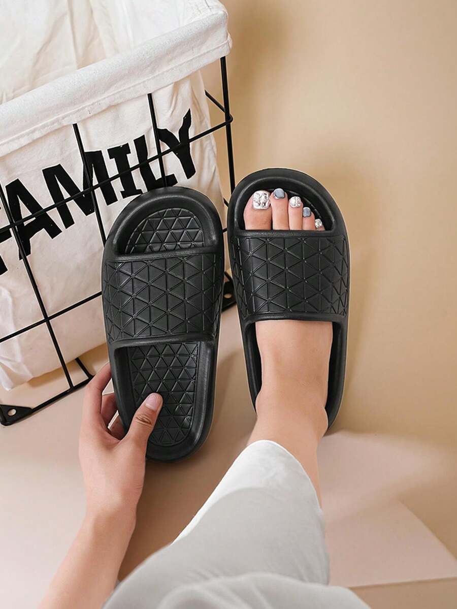 女士纯色 EVA 一脚蹬凉鞋，防滑，休闲，度假，沙滩 - 黑色 - 黑色 - 查看 1