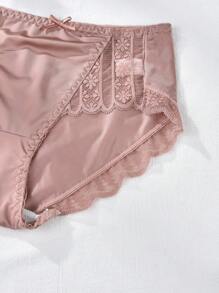 Set de 3 pantaletas sexys minimalistas francesas de encaje para mujer, de tiro bajo, sin costuras, transpirables y cómodas - Multicolor - Ver 9