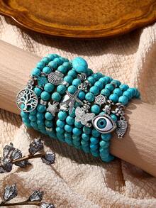 1 Máy Tính Thời Trang Hợp Kim Boho Mặt Dây Chuyền Thanh Lịch Xanh Ngọc Vòng Tay Nữ Cô Gái Đa Năng Vintage Hàng Ngày & Quà Tặng - màu ngọc lam - Xem 1