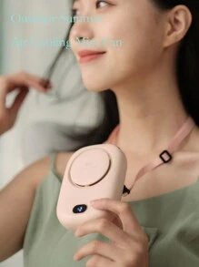 ViSSKO 1 Peça Ventilador Portátil Recarregável de 2000mAh, 3 Velocidades de Vento Ajustáveis, Design Compacto e Delicado para Uso Externo no Verão, Pode ser Pendurado no Pescoço/Cintura ou Colocado na Mesa