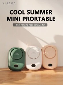 ViSSKO 1 Peça Ventilador Portátil Recarregável de 2000mAh, 3 Velocidades de Vento Ajustáveis, Design Compacto e Delicado para Uso Externo no Verão, Pode ser Pendurado no Pescoço/Cintura ou Colocado na Mesa
