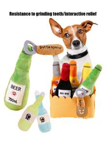 1/2 Đồ chơi cho chó và mèo, đồ chơi cho thú cưng hình chai rượu phát ra âm thanh bền bỉ có thể giúp làm sạch răng và hỗ trợ thú cưng phát triển Đồ chơi phát ra âm thanh hình chai rượu giúp giảm căng thẳng và đồ chơi cho chó hình dụng cụ mở nắp chai - Nhiều màu - Xem 2