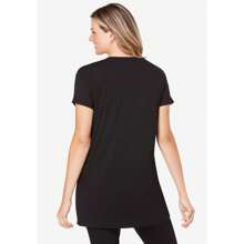 Dreams & Co. Plus Size Soft Pj Tunic Tee - 粉紅星星 - 查看 2