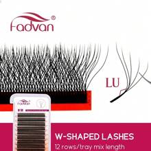 FADVAN FADVAN L/LU Curl 3D/4D/5D W Lashes 0.07 W Shape Eyelash Extensions 8-14mm Fox Eyes Natural Soft Professional Lash 12 Rows, Lash Tech Supplies