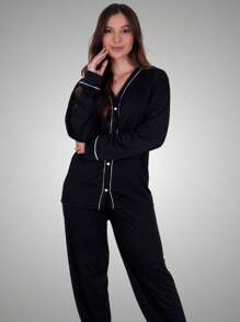 Pijama Inverno Americano Amamentação Manga Longa Calça
