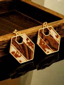 A Pair Of Retro Western Cowboy Style Personalized Leopard Print Creative Imitation Leather Fashion Niche Women's Earrings - Western Cowboy Style - View 14