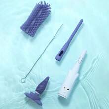Multifunctional Silicone Bottle Brush - Bottle, Nipple, Cup And Straw Cleaner For Babies - Navy Blue - View 4