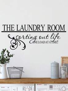 Letreros de arte de vinilo con calcomanías de letras para decoración de lavandería - Negro - Ver 2